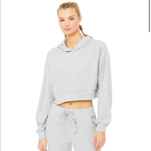 Alo Muse Ribbed Crop Hoodie